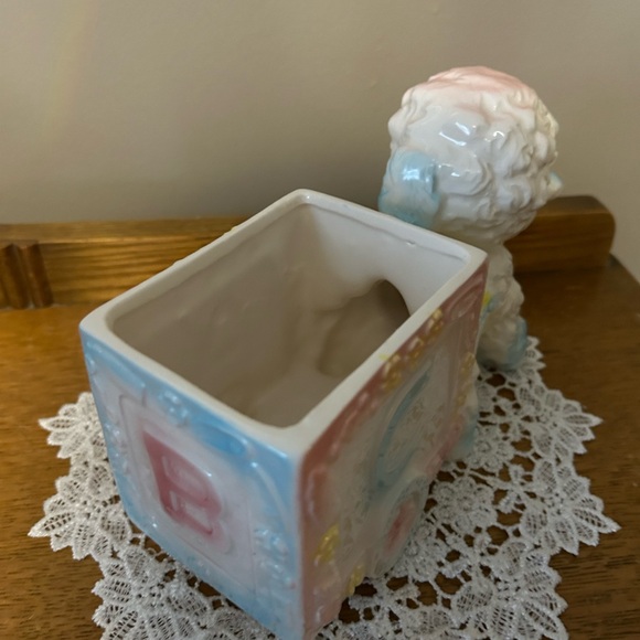 Vintage RELPO #1847 Lamb Alphabet Block Wagon Nursery Flower Planter Japan - Picture 11 of 13